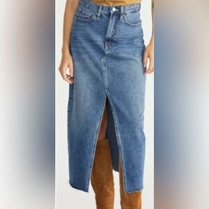 NWT DRIFTWOOD Denim Raw Hem Split Skirt 31 $158
